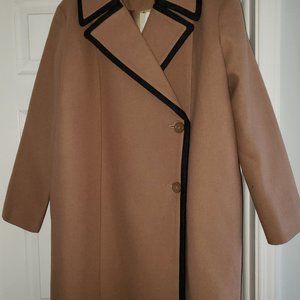 KATE SPADE Camel Wool Coat "Saturday" Piped Overcoat New w/ Tag Size L